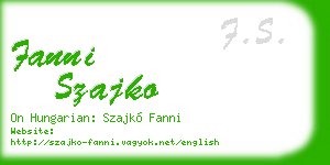 fanni szajko business card